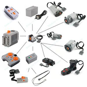 MOC 기차 모터 키트 서보, 배터리 박스, IR 리모컨, LED 조명 전원 기능 부품 스마트 테크닉 빌딩 블록 창작용