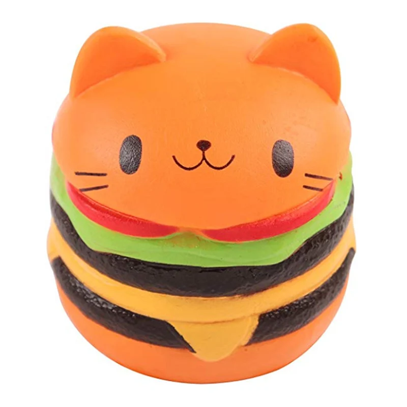 점보 고양이 얼굴 버거 Squishy 시뮬레이션 빵 PU 향기로운 부드러운 느린 상승 짜기 장난감 스트레스 릴리프 아기 아이 장난감 크리스마스 선물