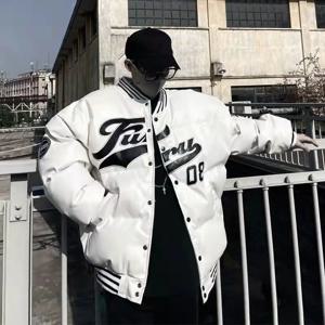 겨울 PU 가죽 야구 재킷 남녀 공용 트렌드 패치워크 레터 자수 코트 가을 캐주얼 루즈 남성 재킷 신상품