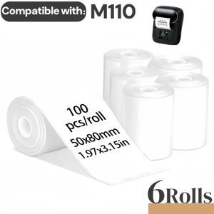 6롤 50x80mm M110 감열 라벨, 롤당 100매, 휴대용 프린터 SK58 P50 B3S M220 M200용, 의류 매장 간판 디자인