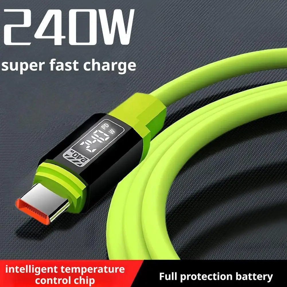 240W 고속 충전 USB to Type-C, Type-C to Type-C 데이터 케이블, 화웨이 샤오미 삼성 OPPO VIVO용(디지털 디스플레이 없음)