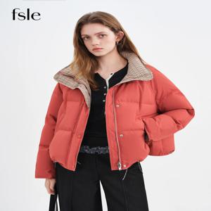 FSLE 양면 리버시블 스탠딩 칼라 다운 코트 여성용 프리미엄 90% 화이트 덕 다운 겨울 2025 신상품