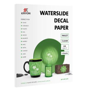 잉크젯 프린터용 A4 워터슬라이드 데칼 용지 5장 - 투명 고광택 전사지, 내구성 및 유연한 DIY 공예 용지
