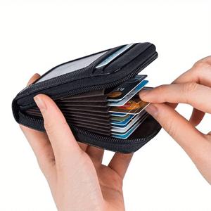 지퍼가 달린 동전 수납 공간이 있는 1Pc 가죽 카드 케이스 오래 지속되고 내구성이 뛰어난 휴대용 매일 통근에 적합