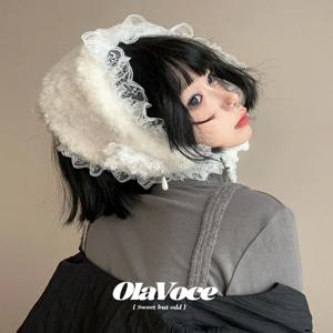 귀여운 레이스 트림 귀마개 학생용 겨울 야외 방한 귀덮개 부드러운 플러시 소재 밴드 스타일 귀걸이형 귀마개 (여학생용)