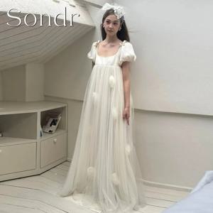 Sondr 맞춤형 U넥 한국 웨딩 드레스 스퀘어 칼라 A라인 일본 여성 파티 드레스 럭셔리 프로무 파티 가운 2026