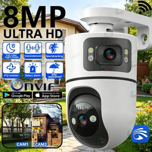 YOOSEE 8MP Wifi 감시 카메라 무선 보안 PTZ IP 카메라 듀얼 렌즈 양방향 오디오 Onvif 10X 줌 보안 모니터 CCTV