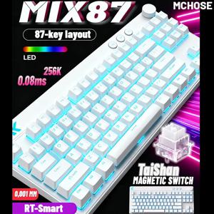 MCHOSE 믹스 87 마그네틱 축 케이블 E-스포츠 기계식 키보드 8K+256K 이스포츠 0.08ms 맞춤형 게임 마운트 타이산 축 GT