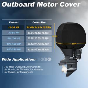 UXCELL 아웃보드 모터 커버 15-250 HP 600D 옥스포드 헤비 듀티 방수 UV 방지 내구성 보트 아웃보드 엔진 세미 커버