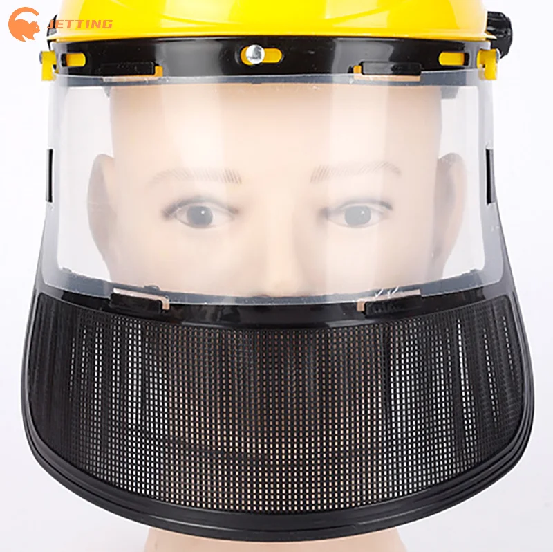 ZENG001 정원 잔디 트리머 잡초 Wacker 안전 헬멧 모자, 로깅 브러시 커터 임업 보호를위한 풀 페이스 메쉬 마스크 포함