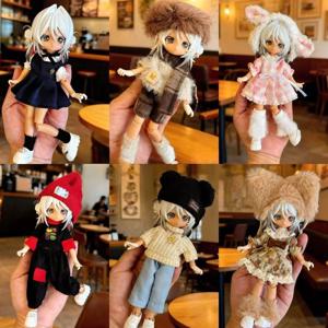 Ob11 인형 옷 다양한 스타일 로리타 레이스 드레스 & 니트 스웨터 동물 코스프레 의상 1/12 BJD 패션 인형 액세서리
