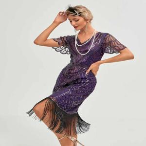1920년대 플래퍼 드레스, 로어링 20년대 그레이트 개츠비 코스튬 드레스, 프린지 장식 드레스