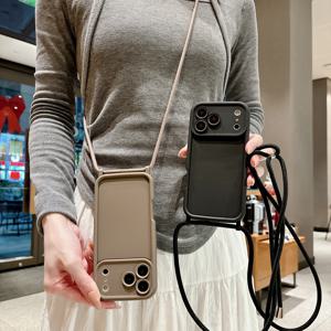 아이폰 17 16 15 14 13 12 11 Pro Xs Max 7 8 Plus 16e 17e용 폰 케이스, 크로스바디 조절 가능한 끈 스트랩 로프 소프트 커버