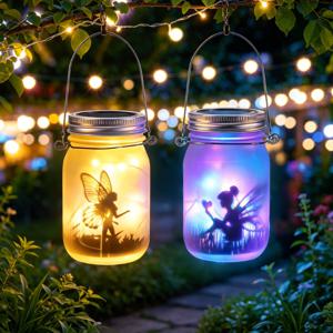 창의적인 솔라 메이슨 항아리 뚜껑 조명 스트링 20 LED 방수 요정 반딧불이 항아리 뚜껑 조명, 파티오 정원 웨딩 장식용