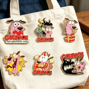 6pcs 애니메이션 겁쟁이 영웅 개 에나멜 핀 금속 옷깃 브로치 배지 배낭용 패션 쥬얼리 액세서리 선물