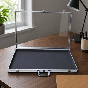 휴대용 카드 전시 케이스 손잡이가 있는 알루미늄 아크릴 쇼케이스 힌지형 전시 케이스 직사각형 보호 보관함