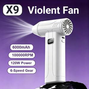 X9 강력 폭풍 팬 150000RPM 터보 팬 6단 속도 조절 휴대용 먼지 제거기 전기 드라이어 스크린 디스플레이 2026년 신제품
