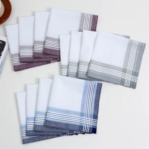 3/6pcs 노인 남성을위한 클래식 격자 무늬 빈티지 코튼 손수건 얇은 땀 흡수성 레트로 포켓 손수건