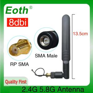 EOTH WiFi 안테나 2.4GHz 5.8GHz 듀얼 밴드 8dBi 게인 SMA 남성 커넥터 Wi-Fi 2.4 IoT 5.8G 안테나 21cm RG178 피그테일 케이블