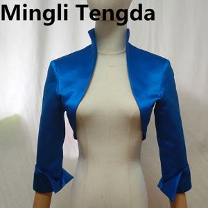 Mingli Tengda 스테인 신부 볼레로, 여성용 스탠드업 칼라, 스톨라 웨딩 재킷, 3/4 소매 케이프, 신부 폴리, 맞춤 제작