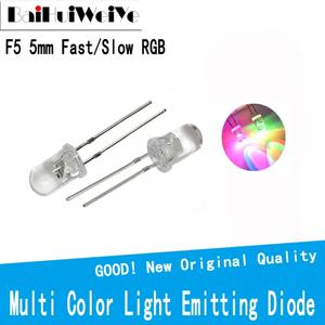 50 개/몫 F5 라운드 5mm 빠른/느린 RGB 플래시 레드 그린 블루 레인보우 멀티 컬러 발광 다이오드 라운드 LED 풀 컬러 DIY