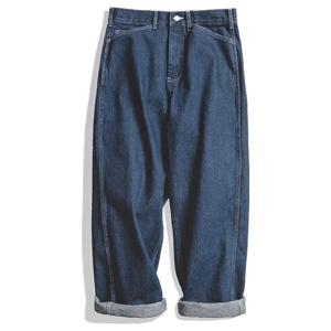 Maden 와이드 레그 팬츠 11.5 Oz 진한 파란색 청바지 남성용 특대 바지 사이즈 28 ~ 36 헐렁한 청바지 루즈 스트레이트 바지 작업복
