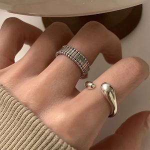 925 스털링 실버 반지 패션 힙합 빈티지 커플 크리 에이 티브 스트립 디자인 타이어 실버 파티 보석 생일 선물