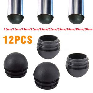 12Pcs 플라스틱 라운드 튜브 플러그 16-50mm 파이프 엔드 캡 미끄럼 방지 의자 다리 발 먼지 커버 바닥 보호대 패드 가구 액세서리