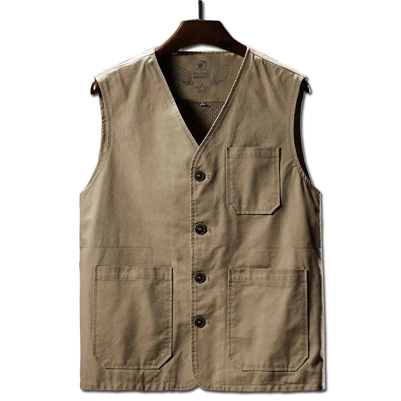 M-8XL 대형 스타일 남성 캐주얼 조끼 코튼 통기성 메쉬 민소매 자켓 남성 야외 낚시 양복 조끼