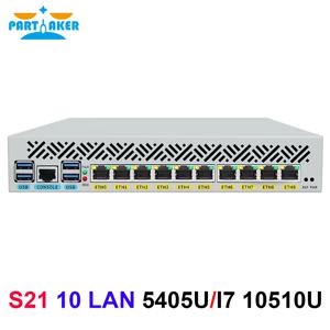 파트케이커 방화벽 어플라이언스, 인텔 코어 i3 8145U 프로세서, 10개의 I210 LAN 포트, 듀얼 HD-MI, DDR4 RAM 지원, ROS, 우분투 리눅스, OPNsense 운영체제 지원
