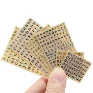 글리터 합금 자기 접착 문자 스티커, 작은 알파벳 숫자 스티커, 금 실버, 3mm, 0.12 인치, 6 장