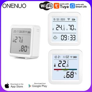 ONENUO 스마트 WIFI 온도 습도 센서 습도계 온도계 Tuya 스마트 APP 원격 모니터 지원 Alexa Assistant