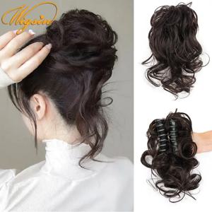 WIGSIN 합성 클로 Chignon 짧은 지저분한 곱슬 머리 롤빵 헤어 피스 여성용 Scrunchy Clip-on Hair Fake Hair