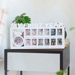 Ylsteed 신생아 사진 액자, 신생아 사진 촬영 소품, 출산 첫해 기념 액자, 0-12 개월