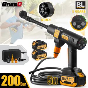 BABEQ 200Bar 고압 브러시리스 자동차 세탁기 총 다중 노즐 자동 홈 무선 세차 도구에 대한 전기 물 총