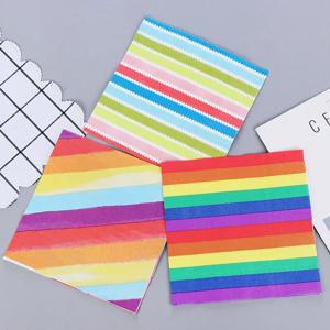 다채로운 인쇄 냅킨 줄무늬 인쇄 천 종이 웨딩 파티 조직 무지개 2 레이어 20pcs/pac 식품 등급 종이 플레이스 매트