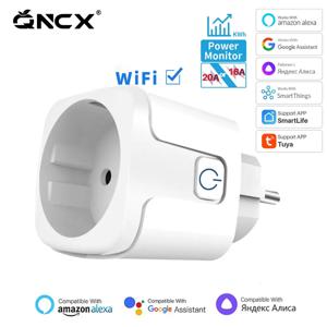 Tuya 스마트 소켓 EU16A/20A Wifi 스마트 플러그, 전력 모니터링 스마트 라이프 APP 원격 제어 지원 Google Assistant Alexa