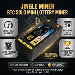 징글 마이닝 BTC 솔로 미니 로터리 마이너 300KH/s BTC Wi-Fi SHA-256d 홈 마이너 징글 마이너 비트코인 ​​암호화 솔로 로터리 3.3V 1W