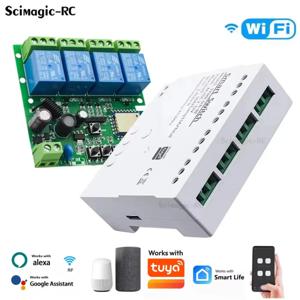 4채널 WiFi 릴레이 스마트 무선 433 원격 제어 스위치 모듈 7-32V 85-250V 220V 2200W 10A DIY 조명 모터 수신기 Tuya Alexa와 호환