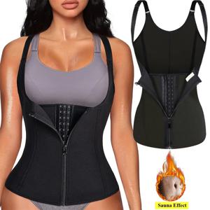 여성용 허리 트레이너 탱크 탑 지퍼 바디 셰이퍼 배꼽 컨트롤 민소매 탑 여성용 Activewear 바디 쉐이핑 속옷