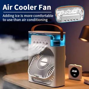 휴대용 선풍기 AIr 에어컨, 가정용 미니 에어 쿨러, LED 야간 조명 가습기, 공기 조절 선풍기, 사무실 홈 선풍기, 3 in 1, 신제품
