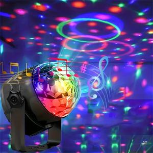 디스코 볼 DJ 야간 조명, 사운드 활성화 RGB 회전 무대 스트로브 램프, 홈 룸 생일 장식, 웨딩 댄스 파티, 1PC