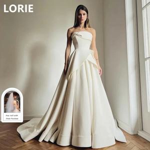 LORIE A 라인 스트랩리스 웨딩 원피스, 맞춤형 2025, 우아한 공주 웨딩 가운