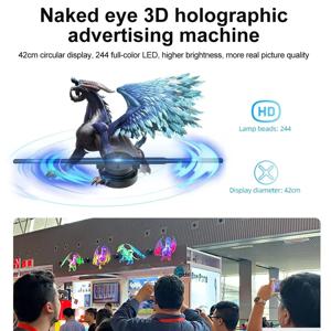 42cm 3D 홀로그램 팬 와이파이 리모컨 맞춤 아이콘 DIY 비디오 로고 LED 네온 라이트 회전 디스플레이 광고 3D 홀로그램 프로젝터