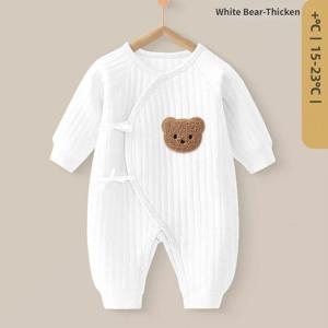 긴팔 바디 세트 및 원피스 두꺼운 곰 롬퍼 아기 옷, 유아 여아 코트, 코튼 점프수트, 가을 겨울 신상