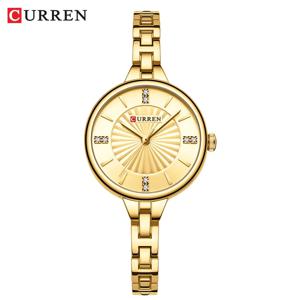 CURREN 9097 최고 브랜드 여성용 쿼츠 시계 패션 캐주얼 골드 실버 방수 스테인레스 스틸 스트랩 여성용 우아한 시계