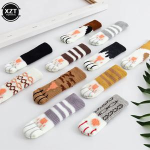 4Pcs 미끄럼 방지 착용 귀여운 고양이 발 테이블 의자 발 다리 니트 커버 보호대 양말 슬리브 보호대 좋은 확장성