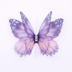 50Pcs 3D Organza 패브릭 나비 아플리케 더블 레이어 그라디언트 색상 시뮬레이션 메쉬 나비 패치 반투명