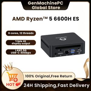 GenMachine Ryzen 5 6600H ES 3.3GHz-4.5GHz TDP 45W 미니 PC Windows 11 LPDDR5 16G 6400Mhz WIFI6 미니 PC 게이머 게임 Ordenador