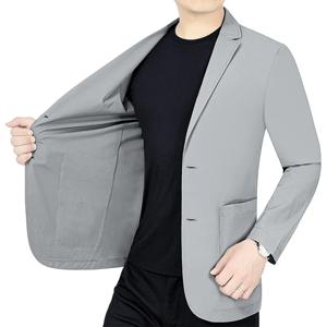 새로운 여름 남성 얇은 탄성 블레이저 재킷 품질 남성 통기성 선 스크린 블레이저 코트 남자 비즈니스 캐주얼 정장 코트 4XL